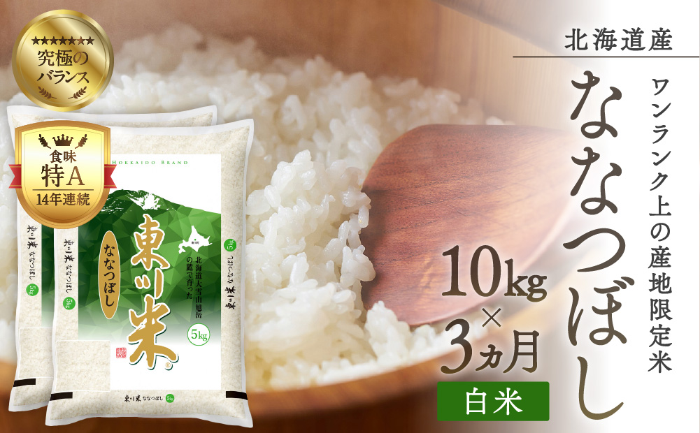 【令和6年産先行予約】東川米ななつぼし「白米」10kg（5kg×2）3ヶ月定期便